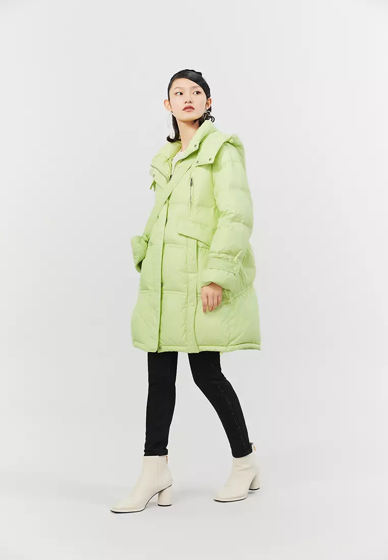 Down jacket with pouch sale
