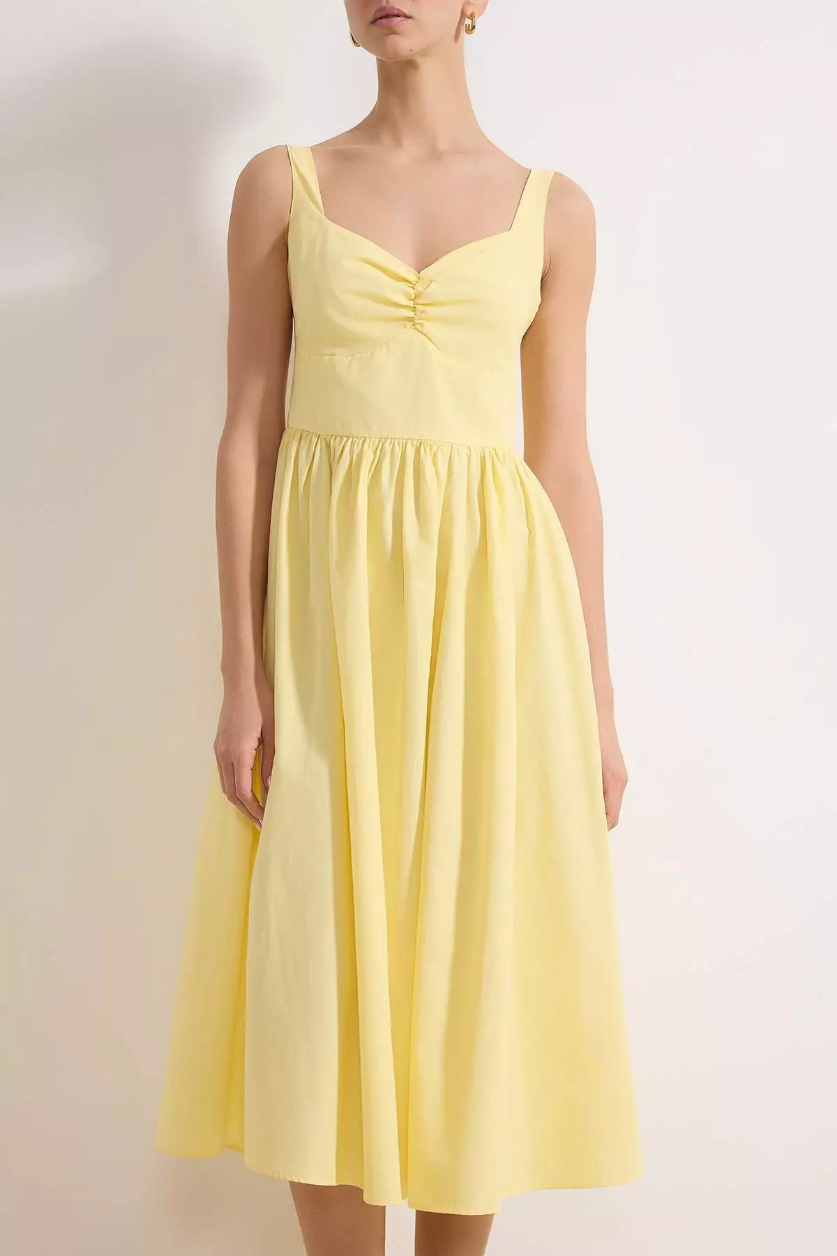 Light Yellow Gipeli Midi Poplin Woven Dress Twoss26El138