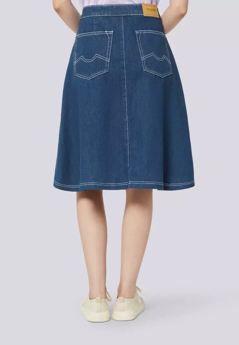 女裝扇形中長牛仔裙