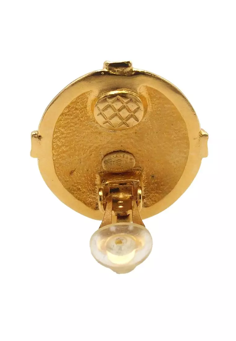 Pre-Loved Chanel Cc Gold Plated Round Clip On Earrings