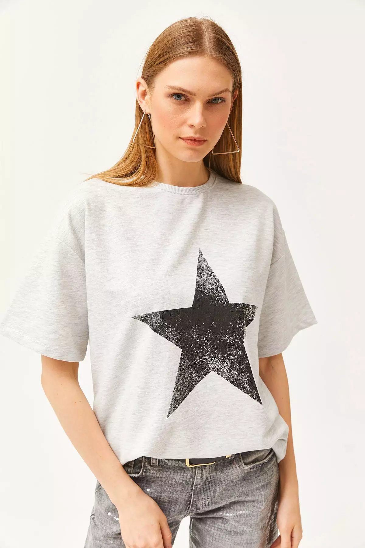 Symbol Front Back Printed 2 Thread Unisex Oversize T-Shirt