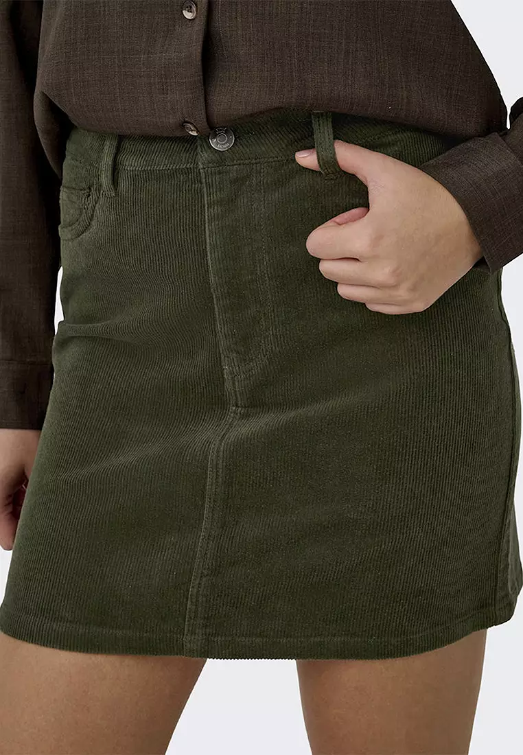 Mid Waist Corduroy Skirt