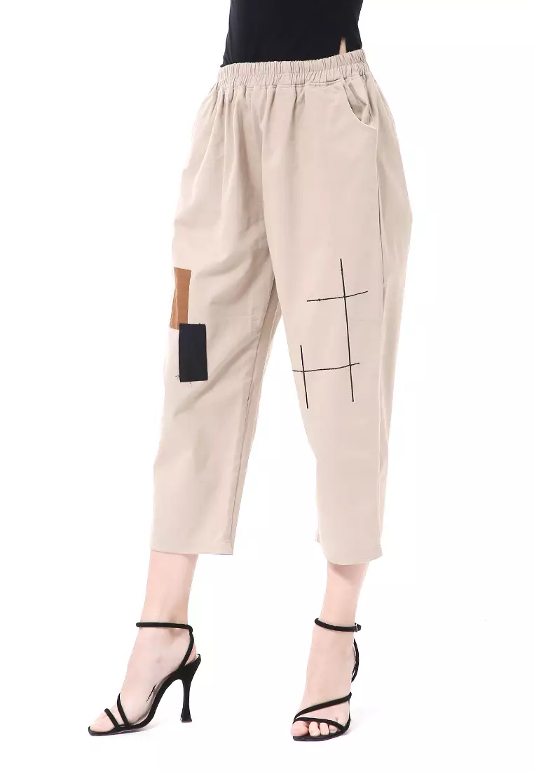 Stella Celana Panjang Wanita Casual Long Pants Korean Style Material Cotton Twill ORIGINAL - Cream