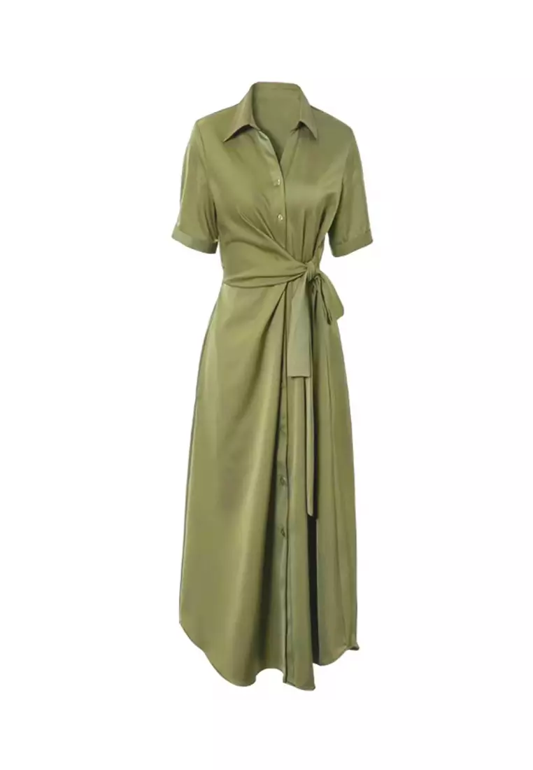 Twenty Eight Shoes Lapel Tunic Satin Fabric Dress XHG-1633