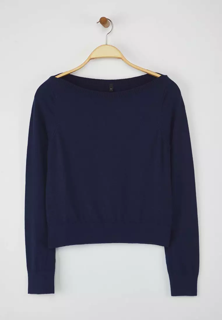 Special Collection Navy Blue Premium Yarn/Special Yarn Trend Knitwear Sweater Twoaw26Kz00159