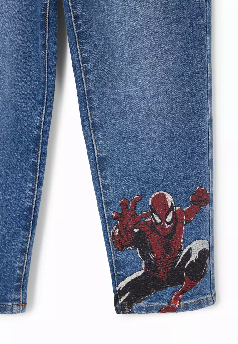 Desigual Woman Embroidered Spiderman jeans.
