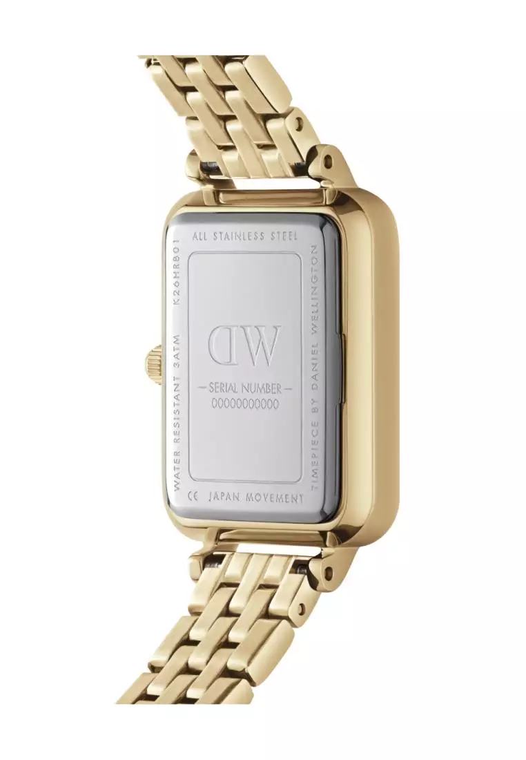 Quadro 20x26mm 5-Link Gold White Dial - 星辰手鏈流金表 - 五格珠寶式錶鏈 - 女士手錶 女士腕錶 女表 - DW 丹尼尔惠灵顿