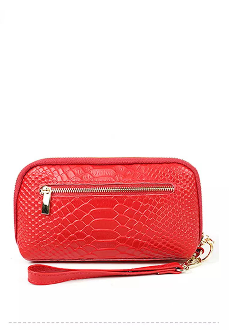 Red croc clearance clutch bag