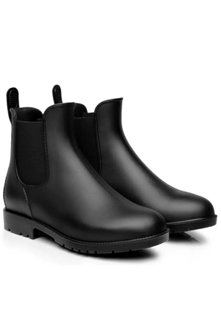 All black rain boots store