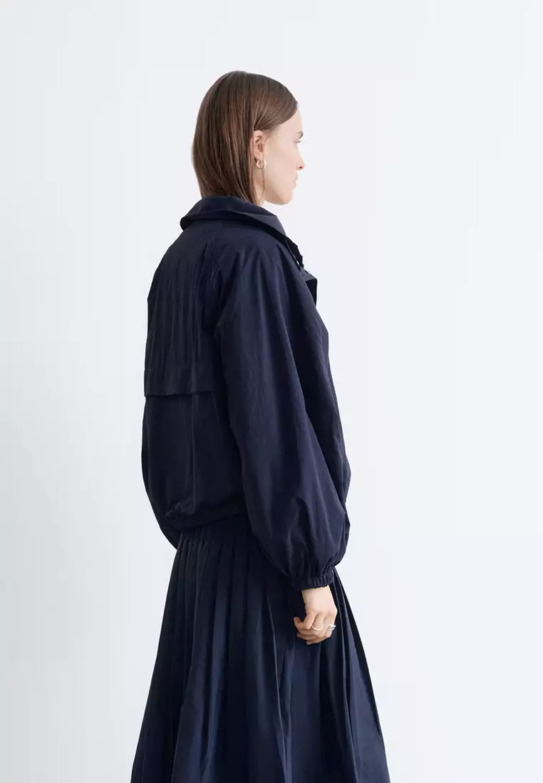 Stand-Collar Drawstring Jacket