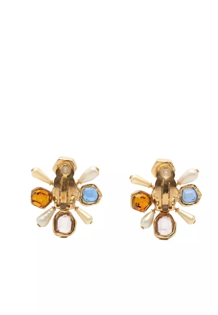 Pre-Loved Chanel Cc Gold Plated Gripoix Clip On Earrings