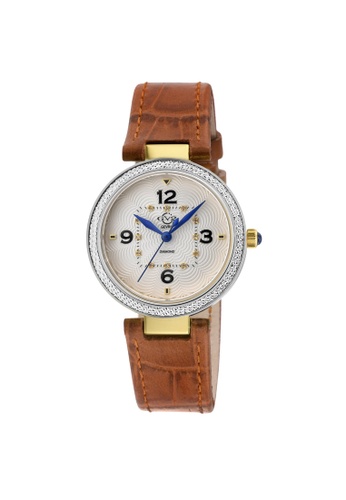 Gevril brown GV2 Women's Piemonte Stainkess Steel Case, White dial, Diamond Watch, Genuine Handmade Italian Brown Leather Strap 30626AC6D123BDGS_1