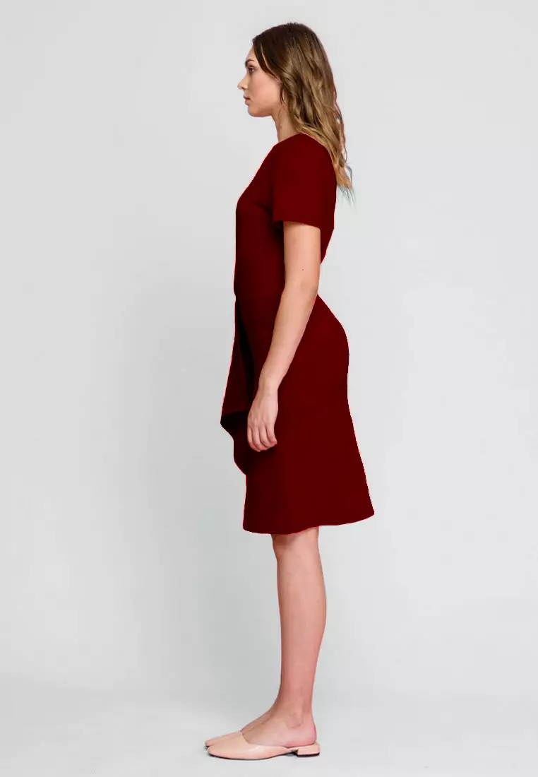 Jual MILLE Graphie Dress Maroon Original 2024 ZALORA Indonesia