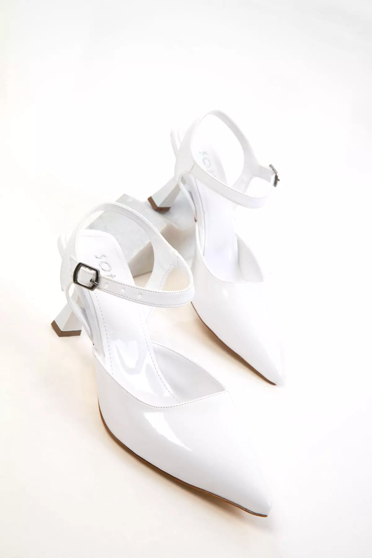 White Patent Leather Women's Classic Heeled Shoes 20644