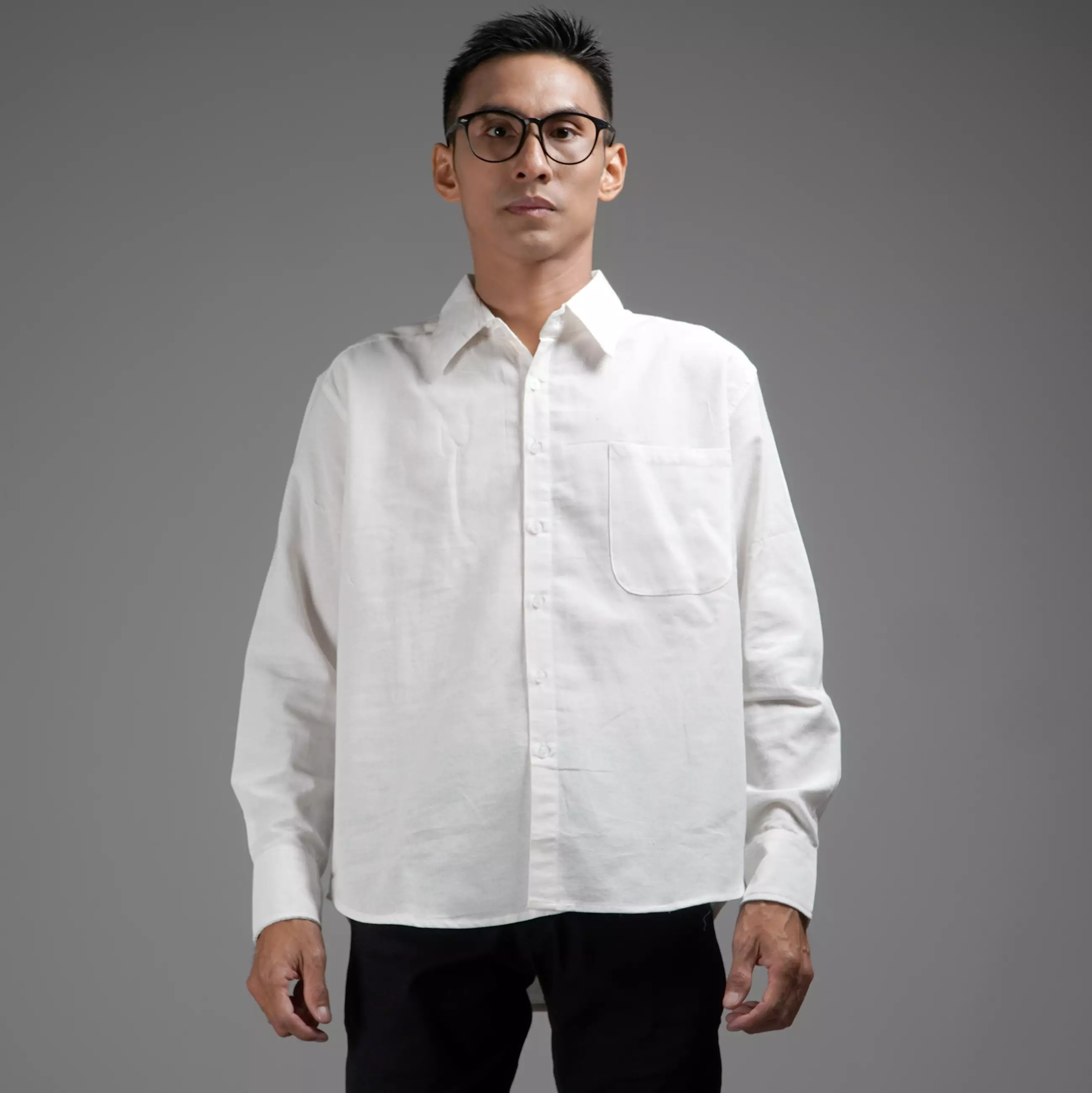  FERNANDO Kemeja Pria Workshirt Long Sleeve Work Shirt - PUTIH