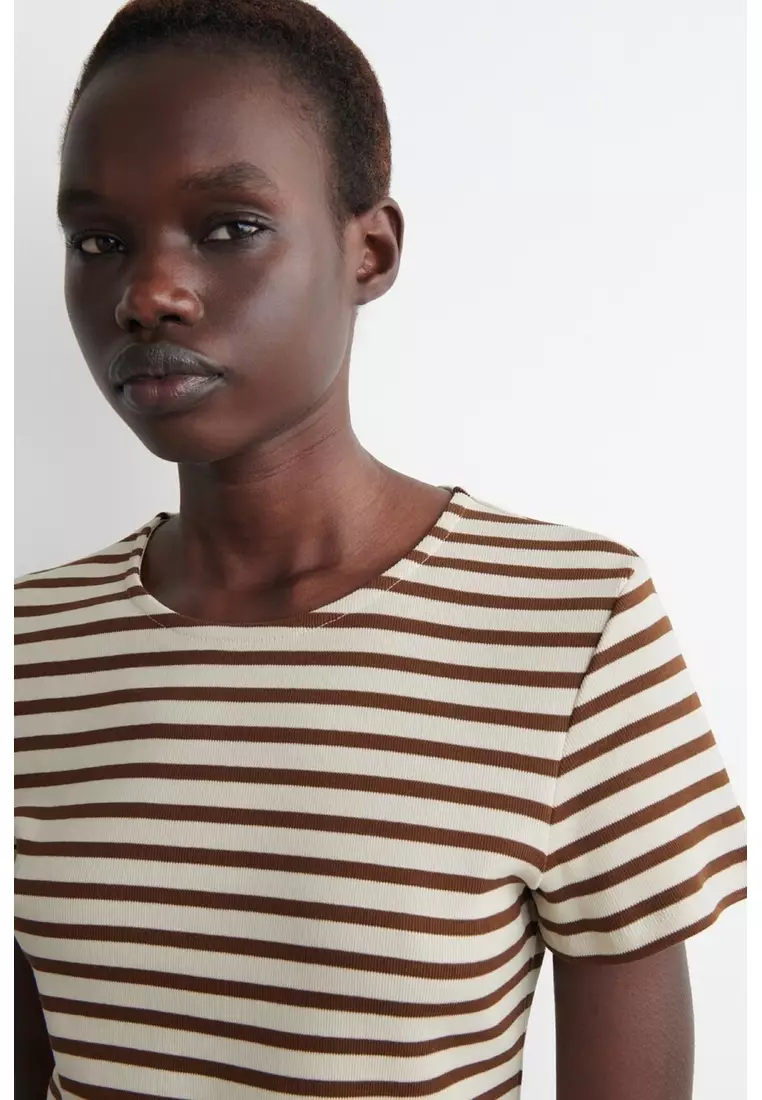 SHRUNKEN SLIM RIBBED T-SHIRT