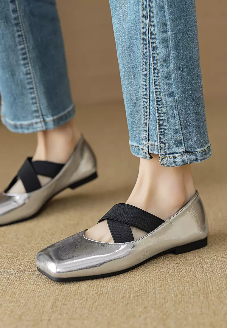 Cross Strap Square Toe Ballerinas WW8929-3