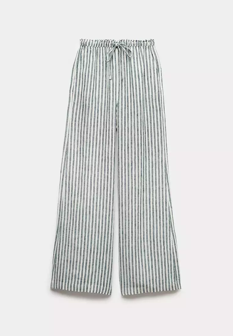 Pure Linen Wide Leg Palazzo Trousers