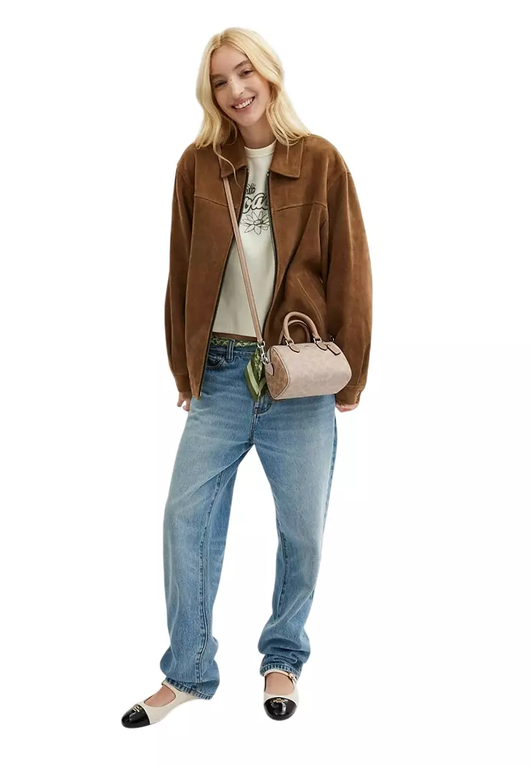 Mini Rowan Crossbody Bag In Blocked Signature Canvas - Sand Taupe