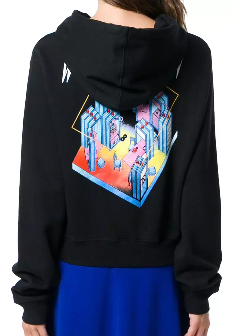 Graphic Print Hoodie in Black