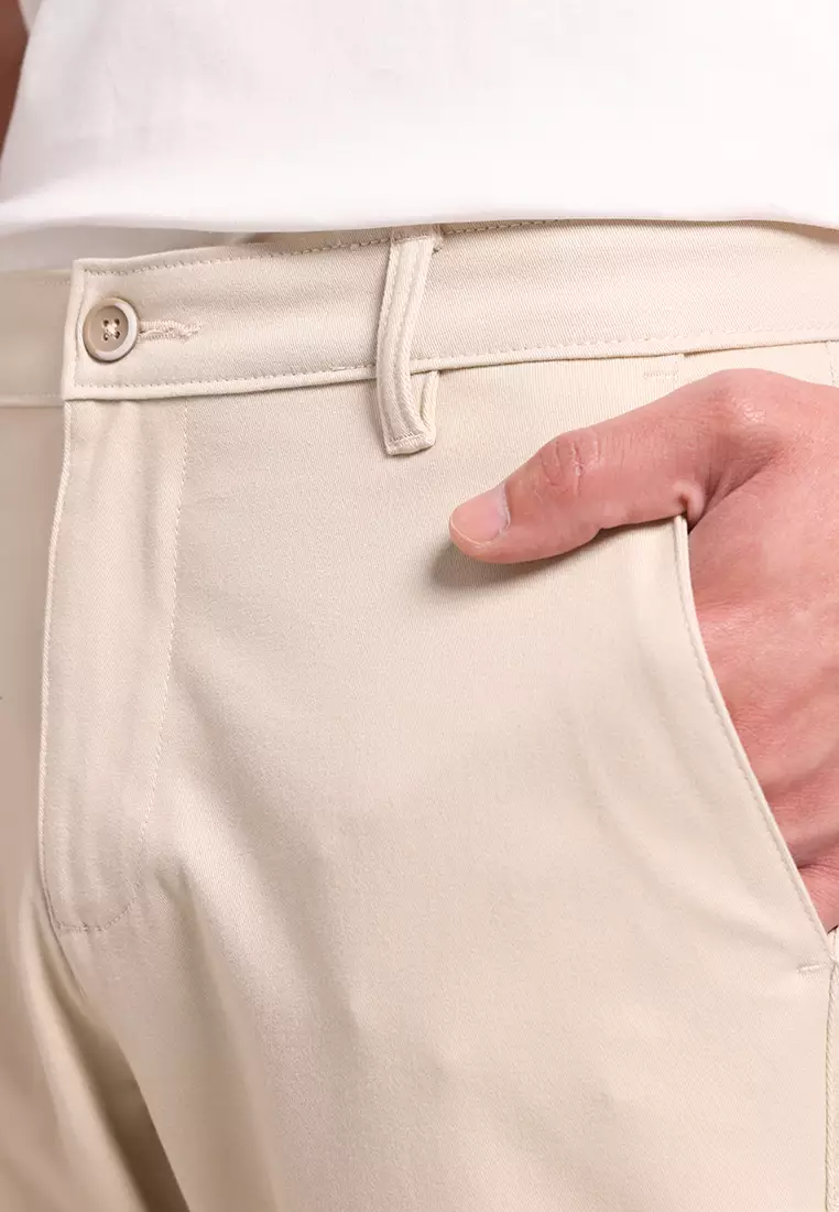 MANZONE - Celana Panjang Chinos Pria Lorenzo 02 Slim Fit - Beige Warna Beige