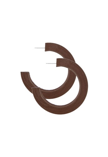 Jual Forever 21 Open End Wooden Hoop Earrings Original Zalora Indonesia