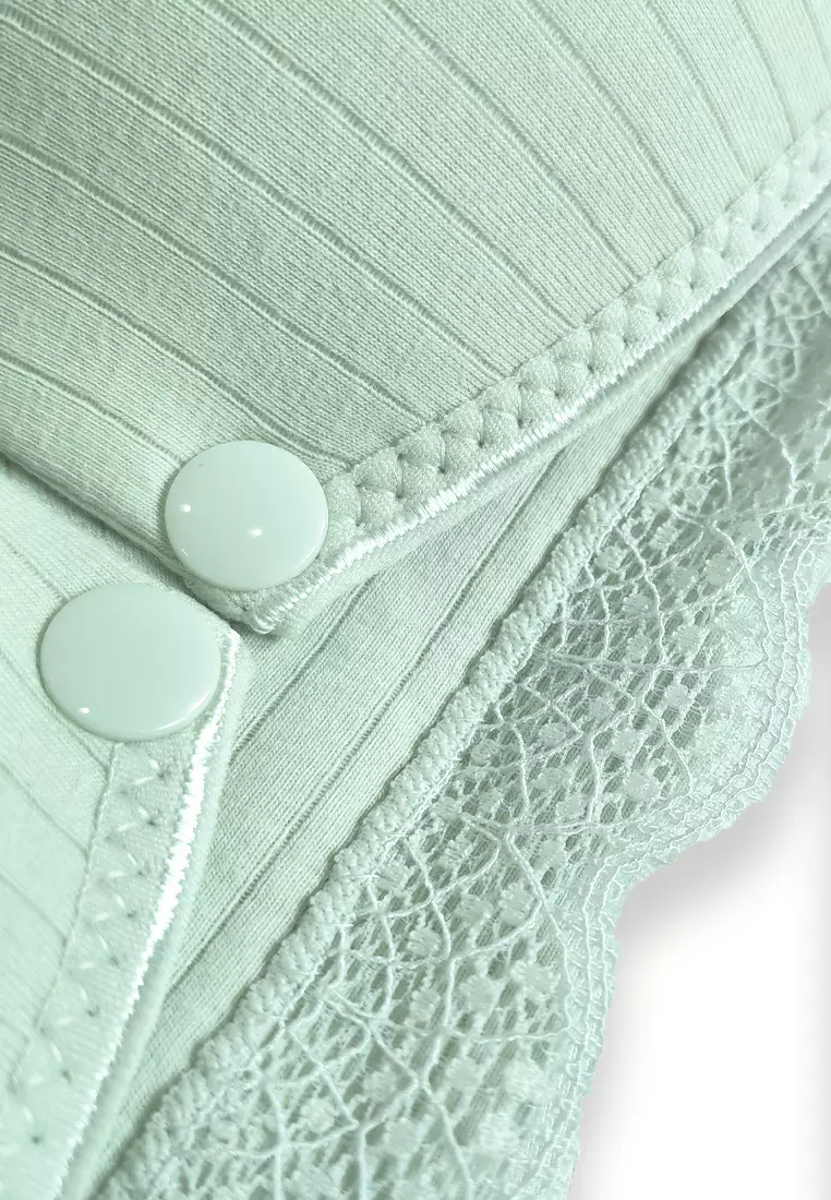 Light Green Front Snap Wireless Nursing Bra