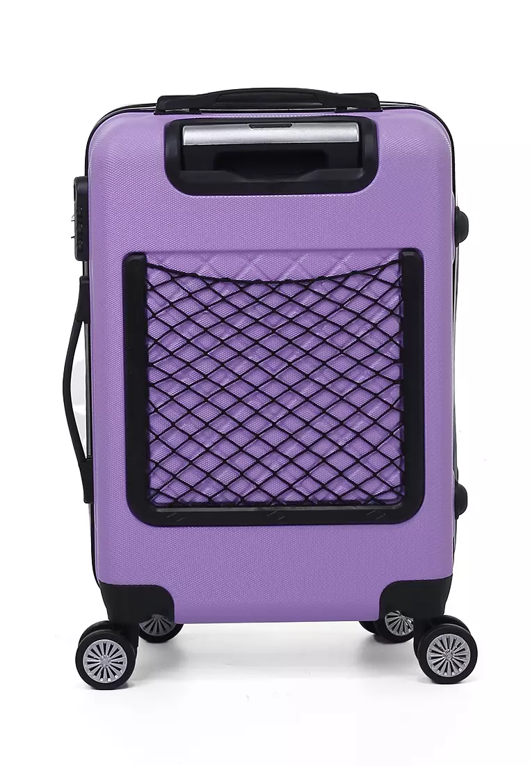 Carlton Koper Hardcase Desain Hexagon Size 20 Inch Suitcase Unisex with Rear Compartment Rubber Slot Material ABS+PVC Coated ORIGINAL - Lilac