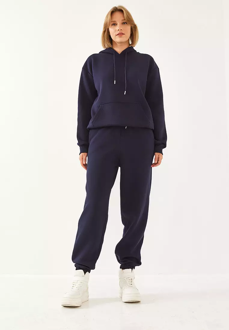 Women's Kangaroo Pocket Hooded Bottom-Top Set Mbhs014 60601014