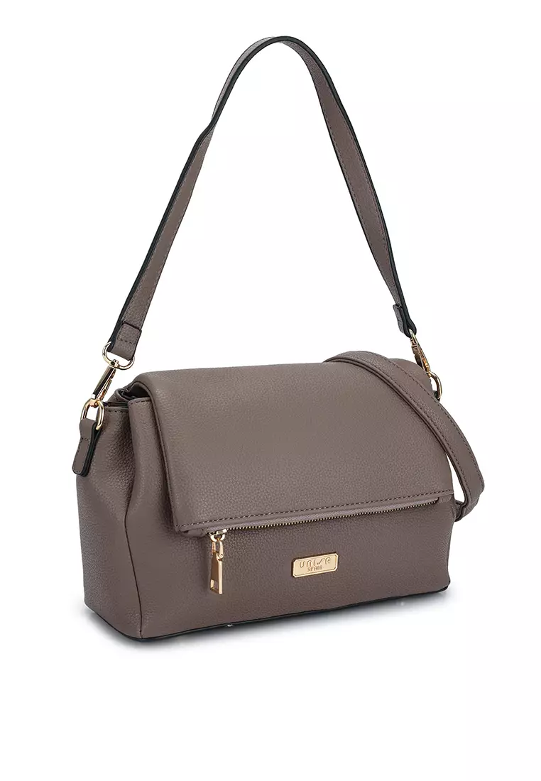 Pebbled Flap Over Convertible Top Handle Bag