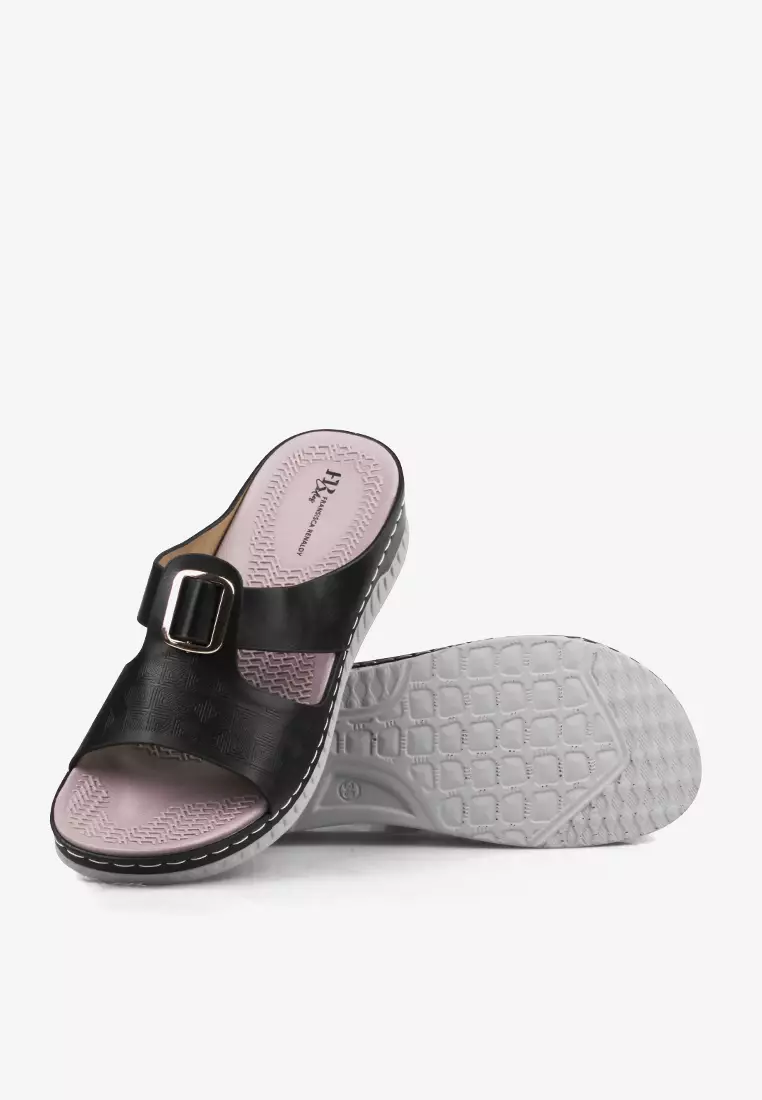 Sandal Slip On Platform Wedges Wanita PU Premium Ringan L.Imelda 03