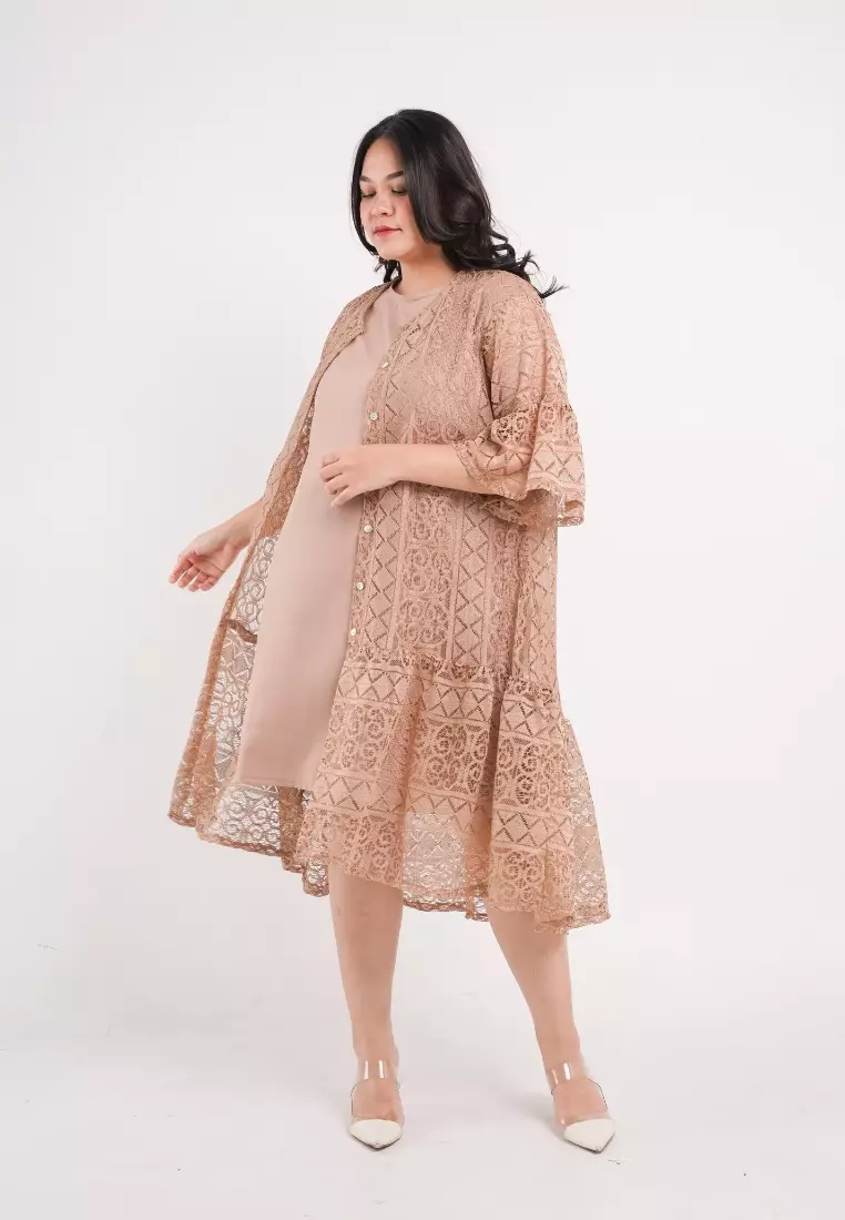 Plus Size Party Dress Aveline Gold