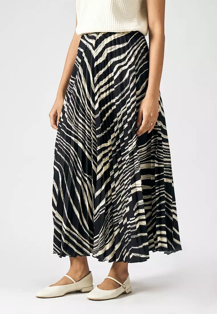 Printed Pleated Skirt