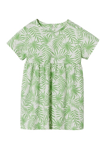 MANGO BABY white and green Printed Cotton Dress 432AEKA3D197A0GS_1