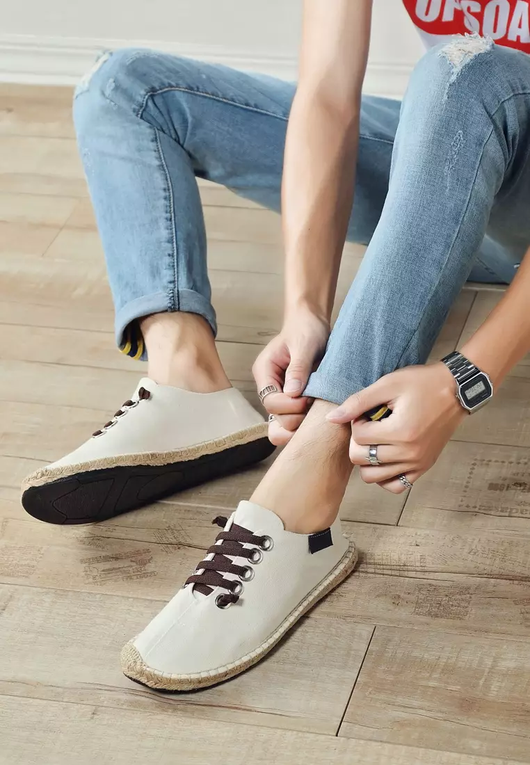 Color Matching Lace Up Canvas Espadrilles QZ-X35