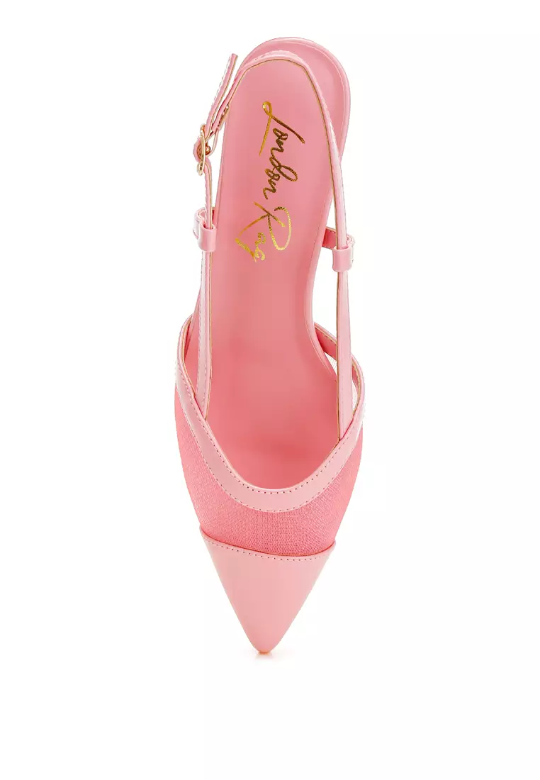 Sandal Slingback Jaring dalam Warna Pink