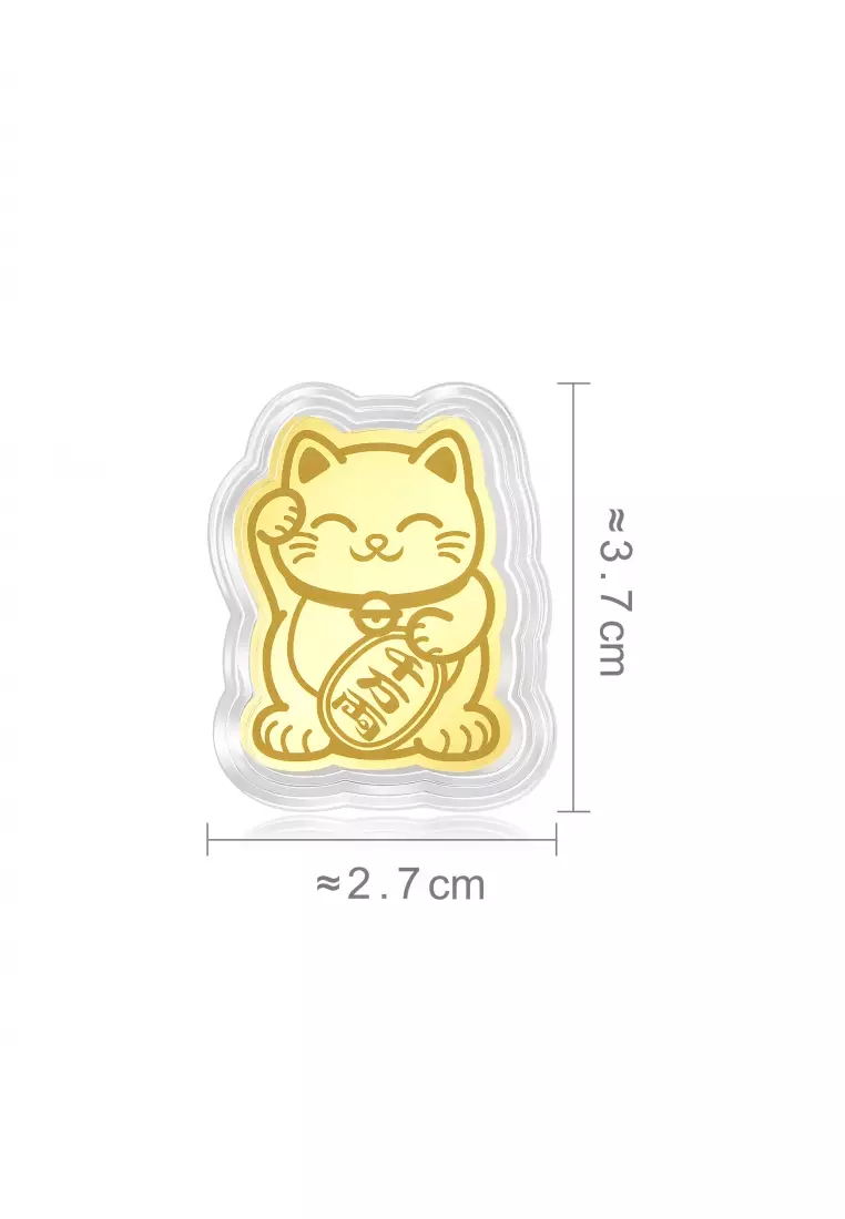999.9 24K Gold Chinese Gifting Collection Maneki Neko Lucky Cat Ingot 90877D
