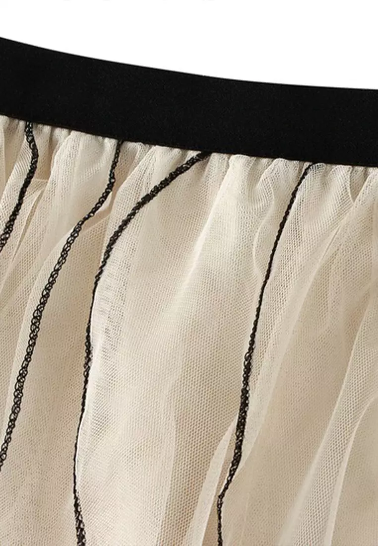 Wave Pattern Mesh Cake Dress AF0961