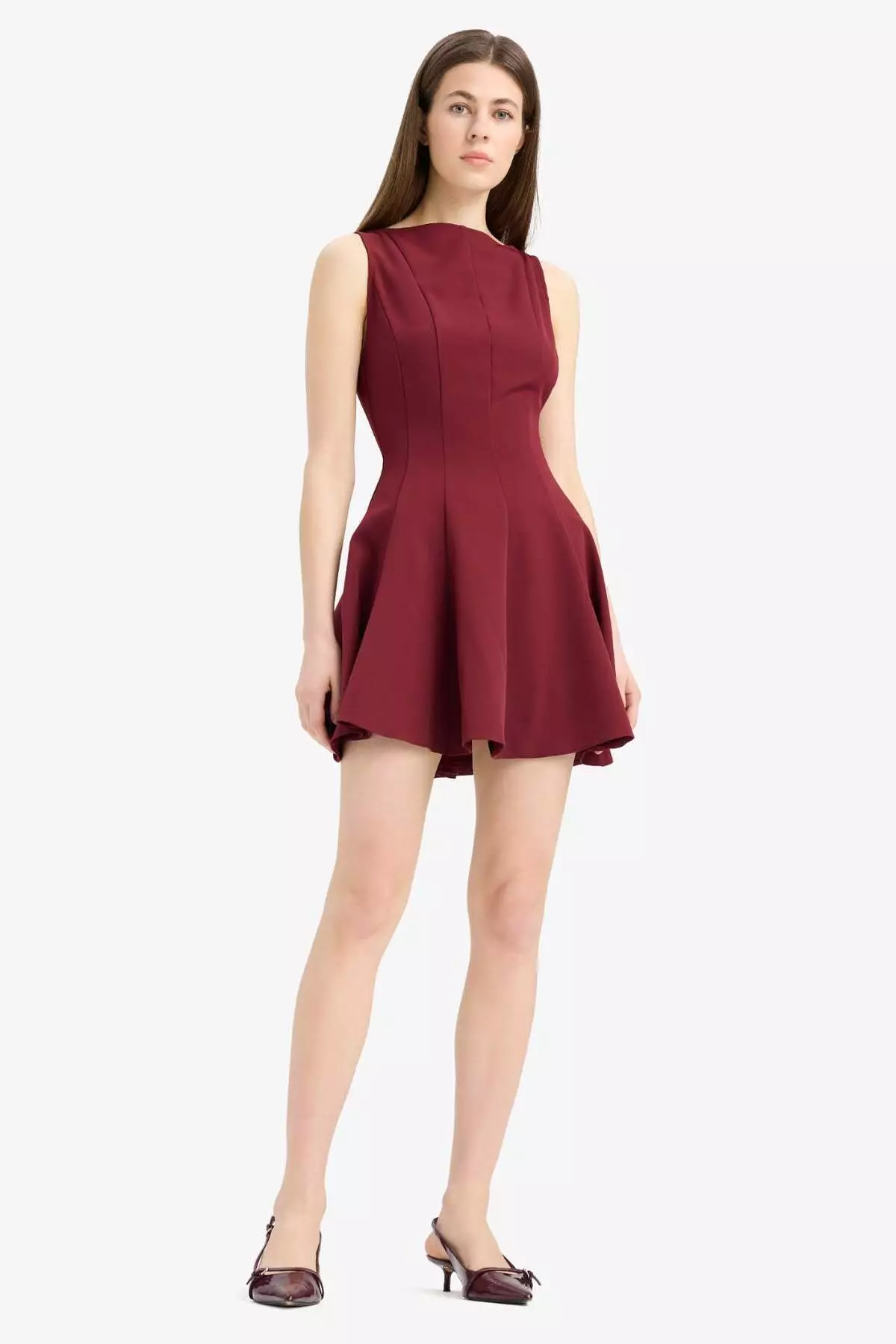 Boat Neck Basic Plain Sleeveless Mini Dress F0205Ax25Sp