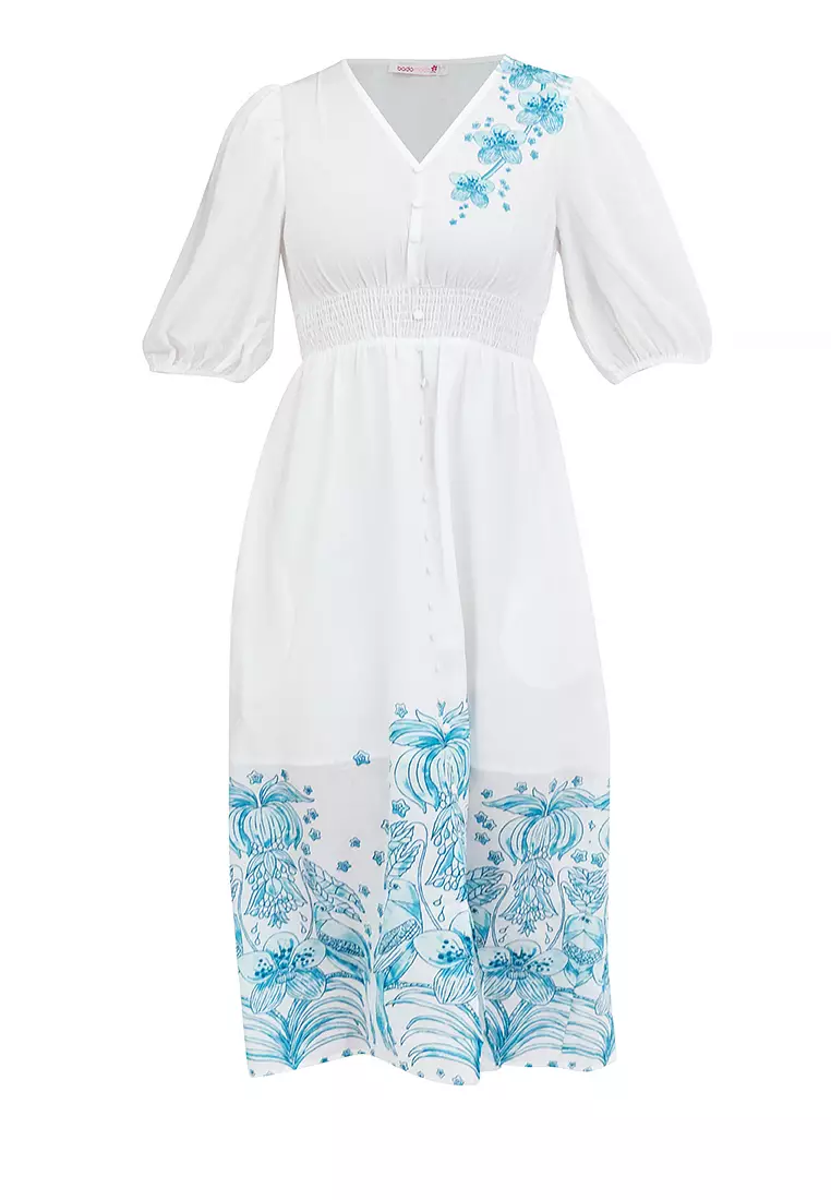 DAKSHA Smocking Waist Filipiniana Dress