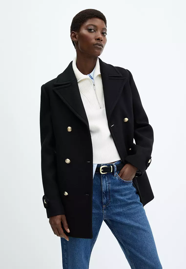 Wool Coat With Jewel Buttons