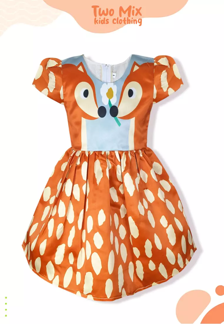 Two Mix Baju Anak Perempuan Fashion - Dress Gaun Anak Cewek 1-6 Tahun Y884 Coklat