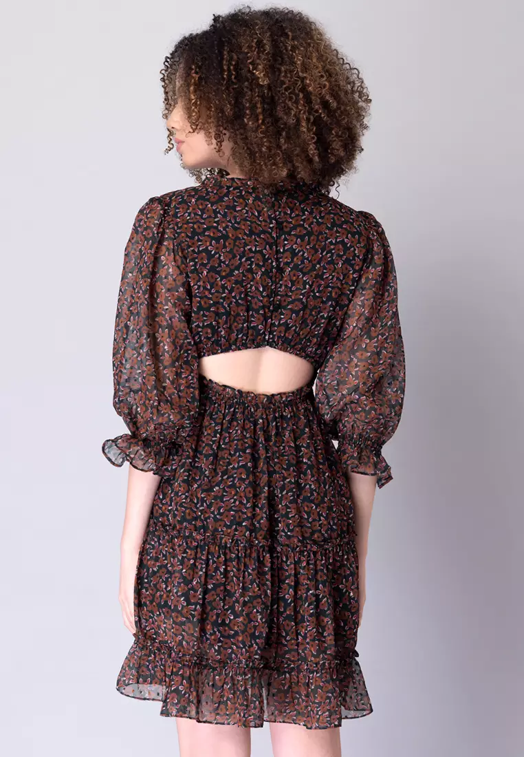 H&m brown clearance floral dress