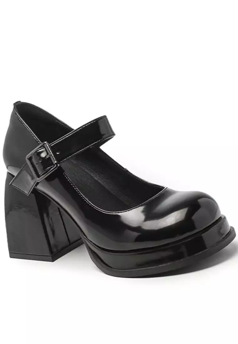 9CM Round Toe Leather Mary Jane Shoes MZ3560