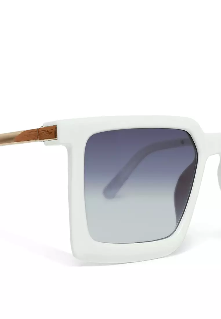 The Pristine Square Sunglasses In White/Purple