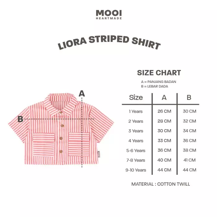 Mooi Kemeja Anak Perempuan Liora Striped Shirt - Peach Pink