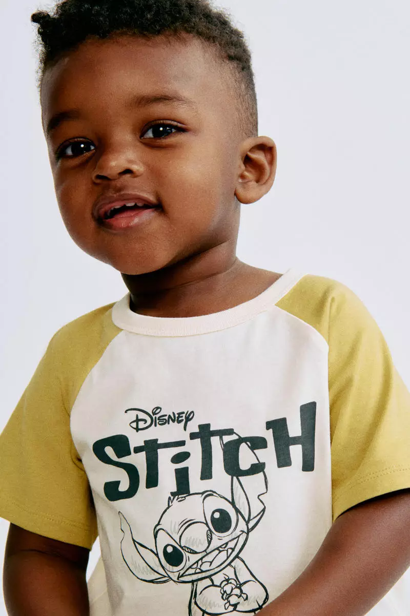 Print-motif cotton T-shirt