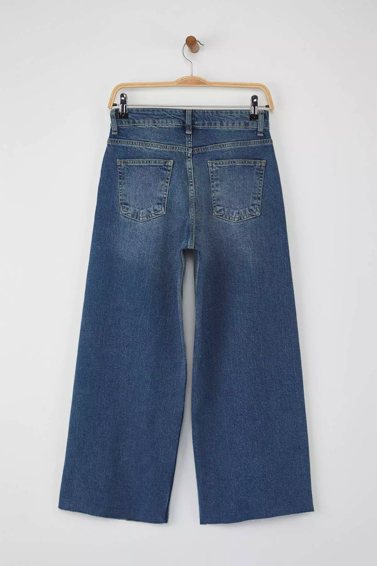 Blue Regular Waist Cut-Off Culotte Jeans Twoaw26Je00046