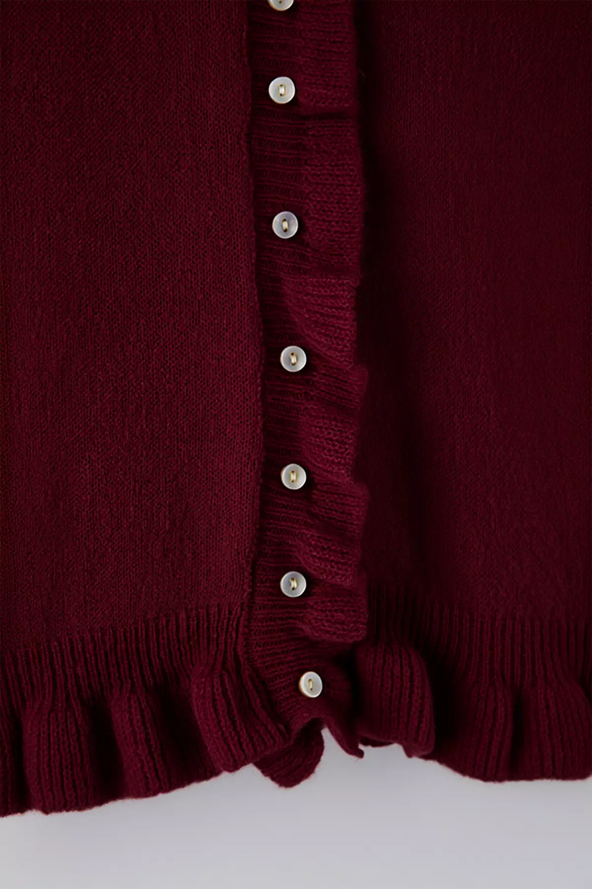 Burgundy Button & Flywheel Detailed Soft Textured Knitwear Cardigan Tbbaw26Av00031