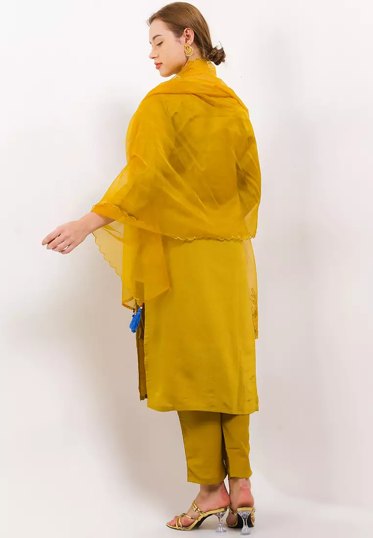 Chanira Festive Razi Tunic Set-Mustard